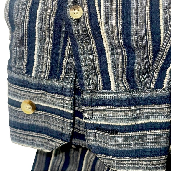 Kuhl Long Sleeve Button Down Shirt Blue, Gray, Black and White Stripes LARGE - Picture 9 of 11